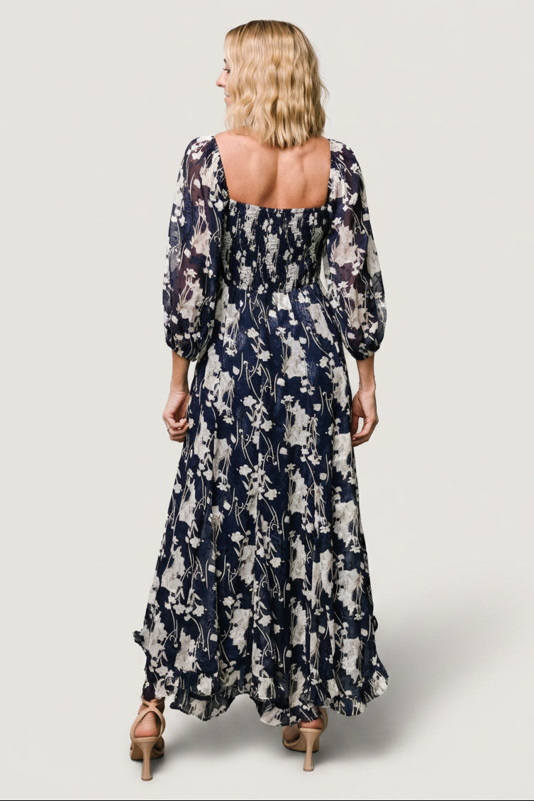 Estefania Maxi Dress | Navy + Off White Floral