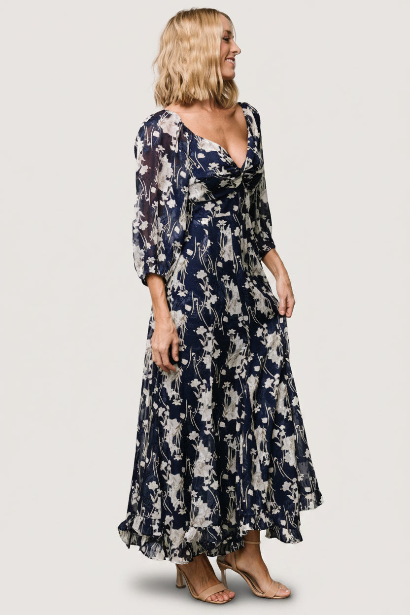 Estefania Maxi Dress | Navy + Off White Floral