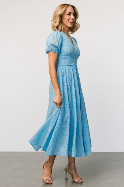 Esther Eyelet Midi Dress | Blue - Baltic Born