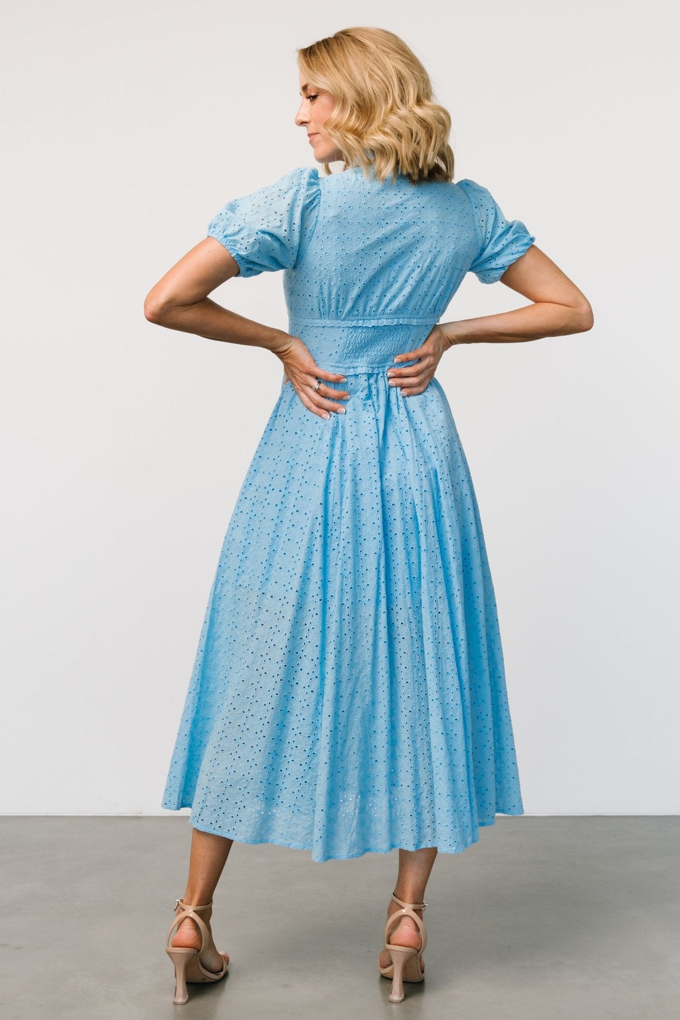 Esther Eyelet Midi Dress | Blue - Baltic Born