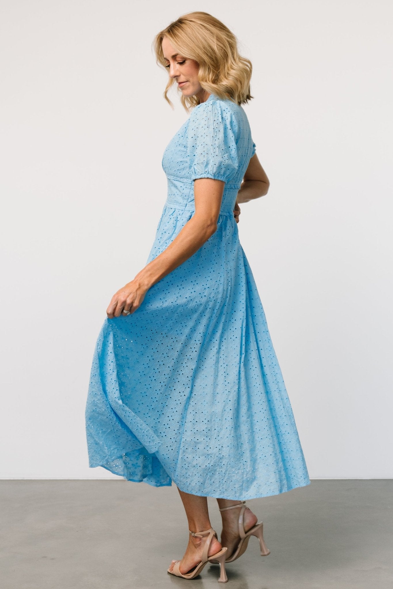 Esther Eyelet Midi Dress | Blue - Baltic Born