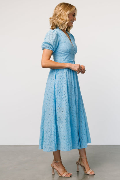 Esther Eyelet Midi Dress | Blue - Baltic Born