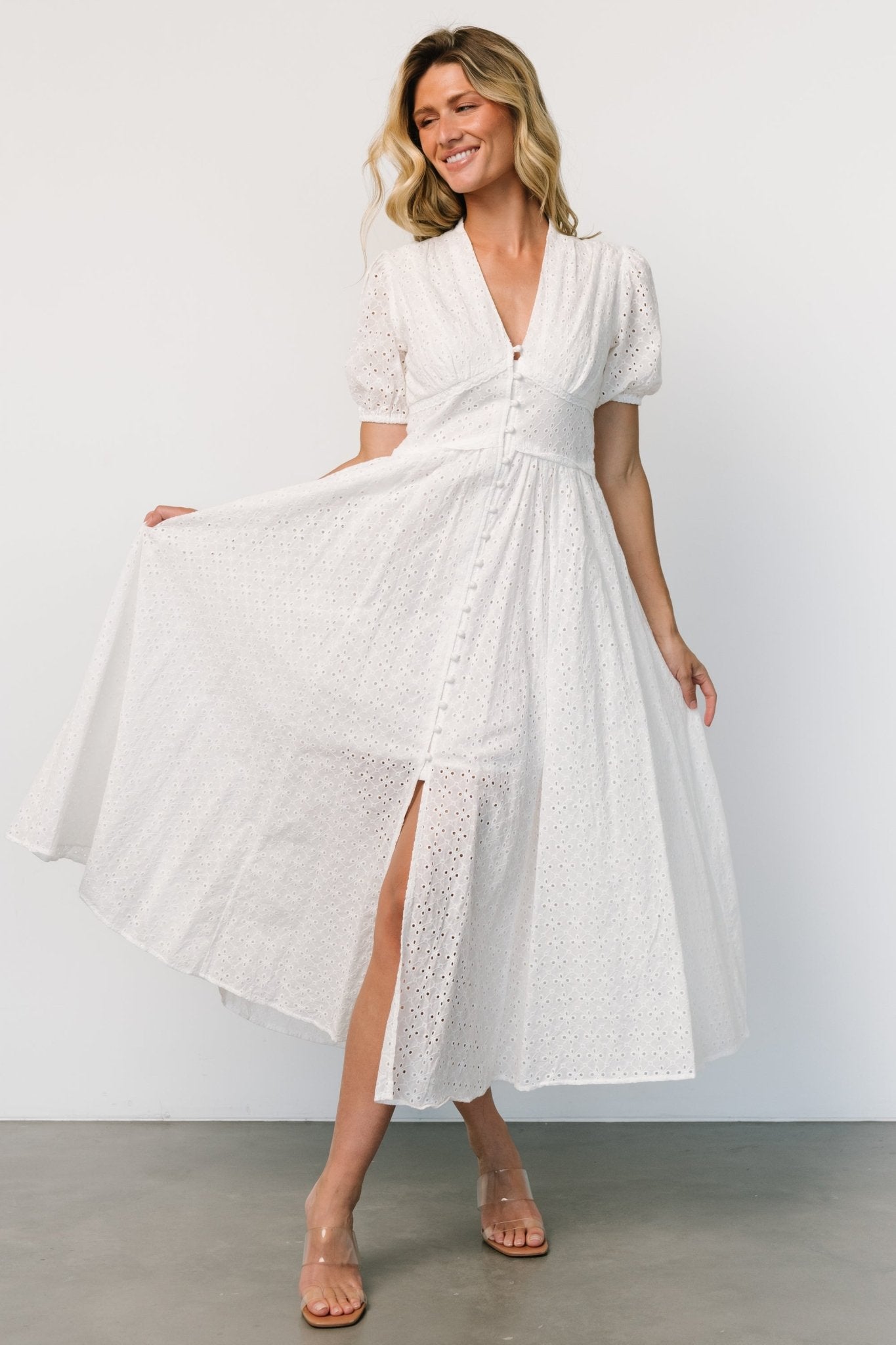 Esther Eyelet Midi Dress | Off White - Baltic Born