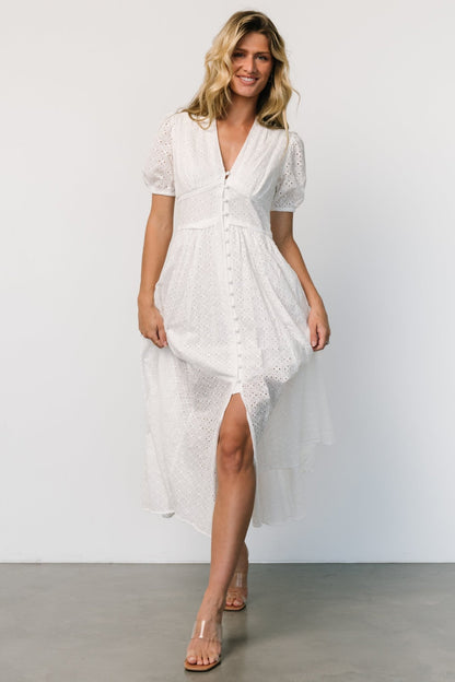 Esther Eyelet Midi Dress | Off White - Baltic Born