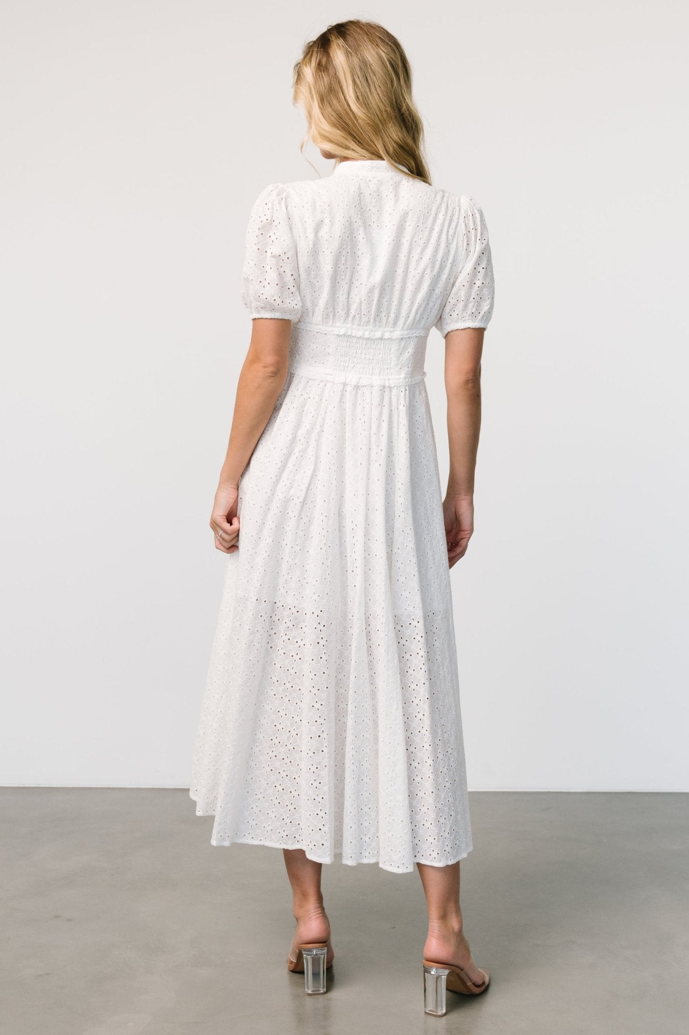 Esther Eyelet Midi Dress | Off White - Baltic Born