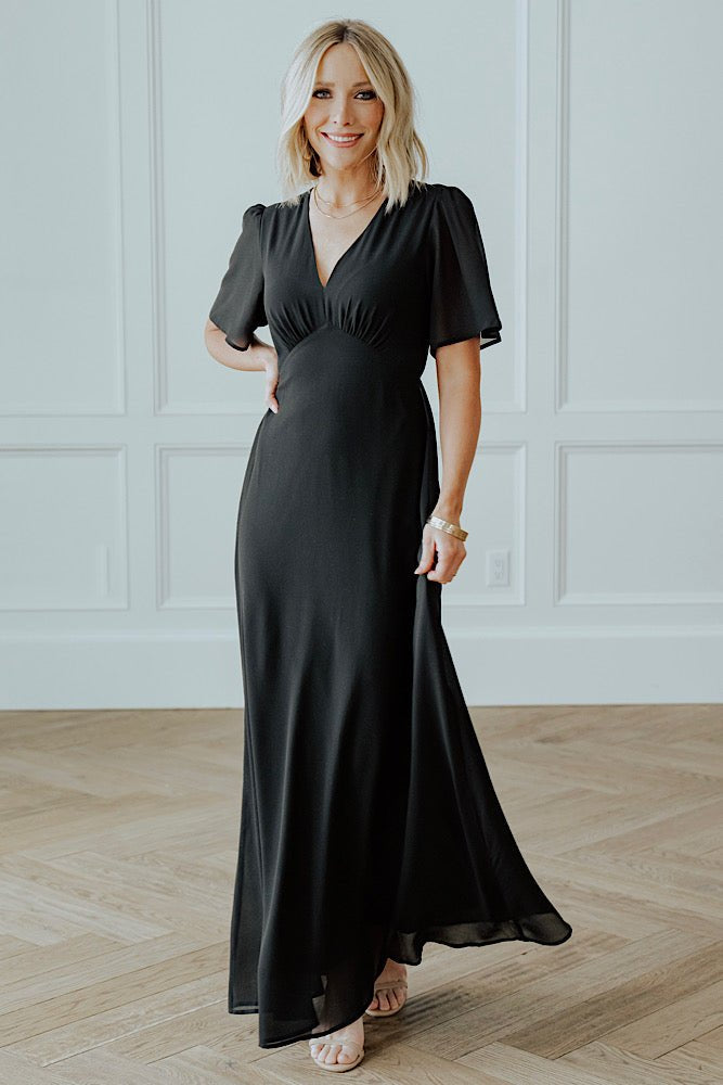 black form fitting maxi dress Velvi - Tatum Fitted Maxi Dress - Black