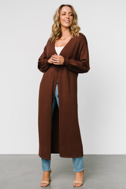 Ethel Long Cardigan | Dark Brown - Baltic Born