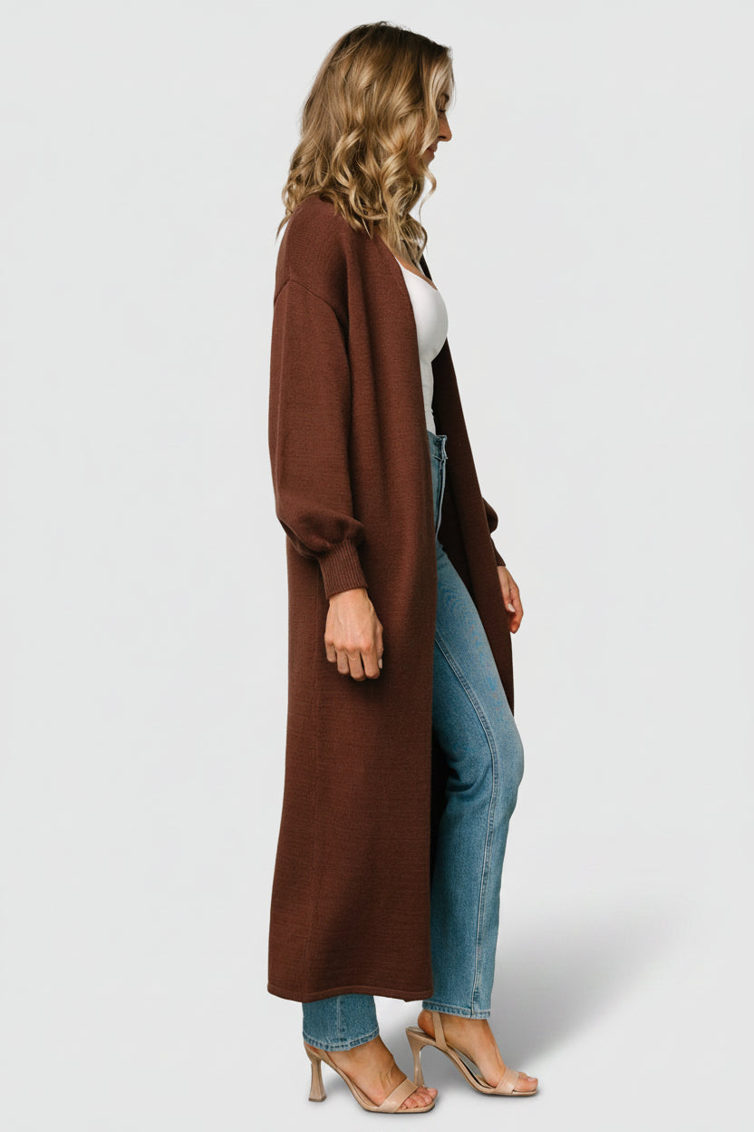 Ethel Long Cardigan | Dark Brown