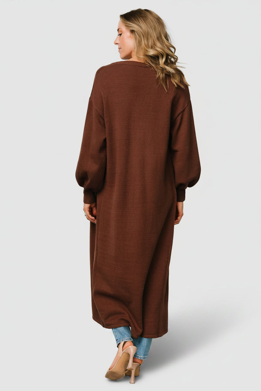 Ethel Long Cardigan | Dark Brown Ethel Long Cardigan | Dark Brown