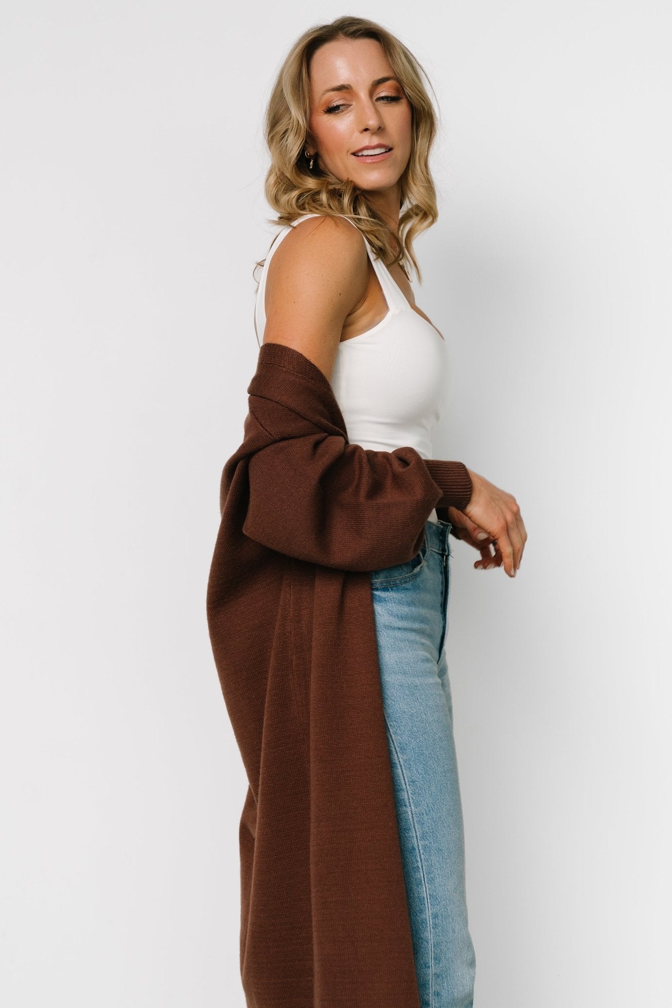 Ethel Long Cardigan | Dark Brown - Baltic Born