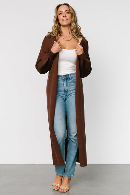 Ethel Long Cardigan | Dark Brown - Baltic Born