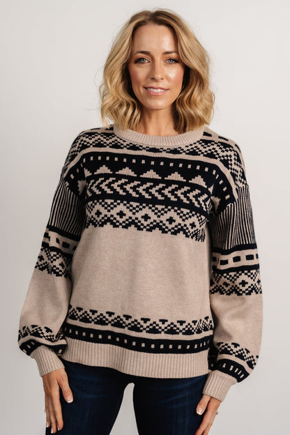 Eugene Sweater | Taupe + Navy - Baltic Born