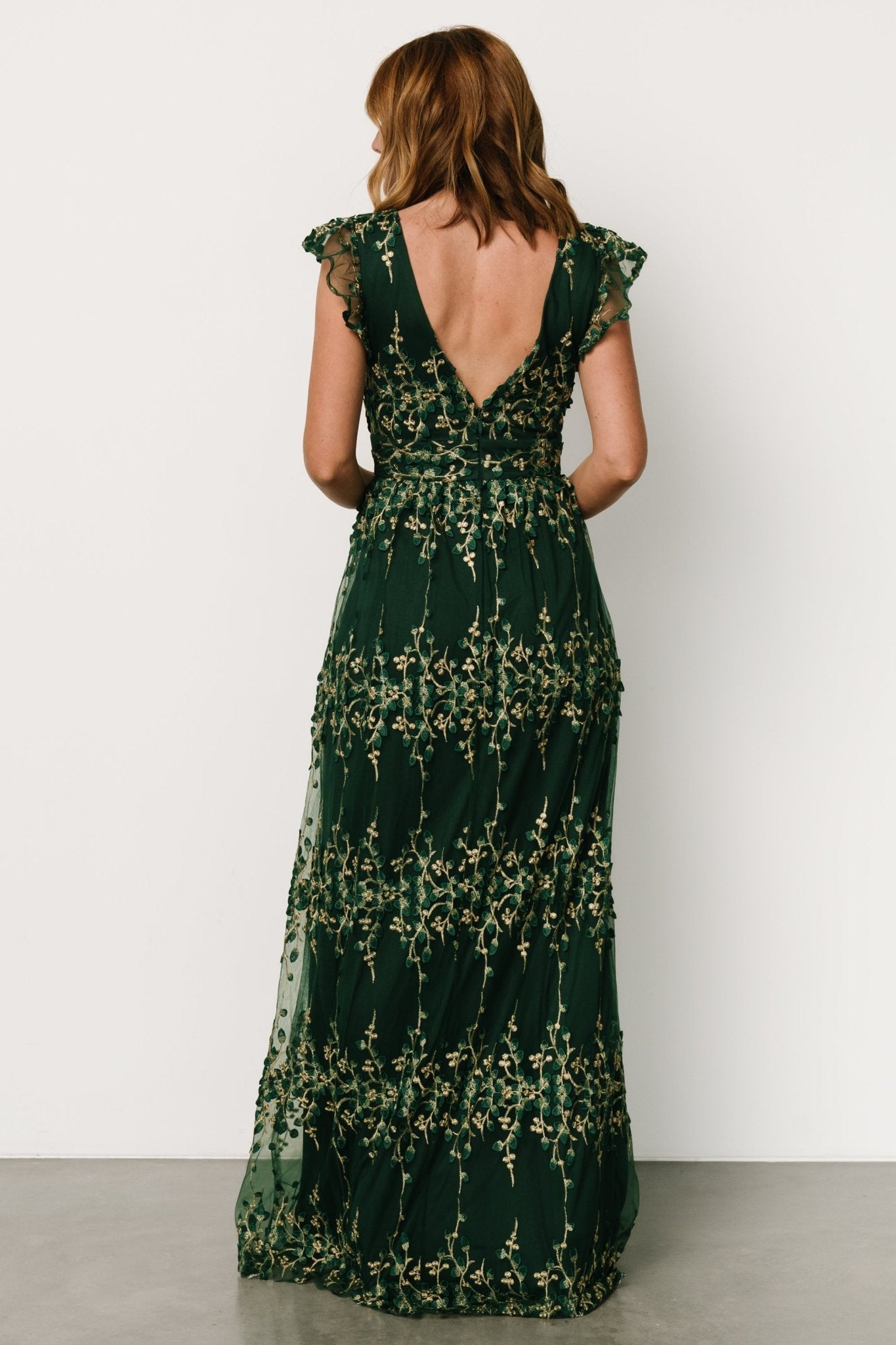 Eva Embroidered Maxi Dress | Green + Gold - Baltic Born