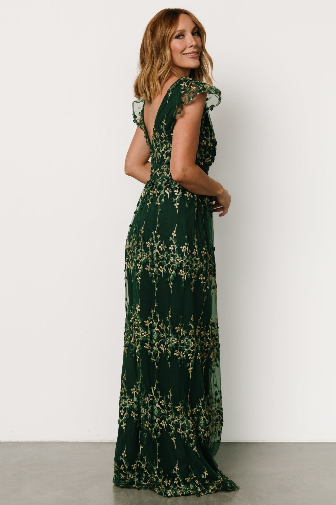 Eva Embroidered Maxi Dress | Green + Gold - Baltic Born