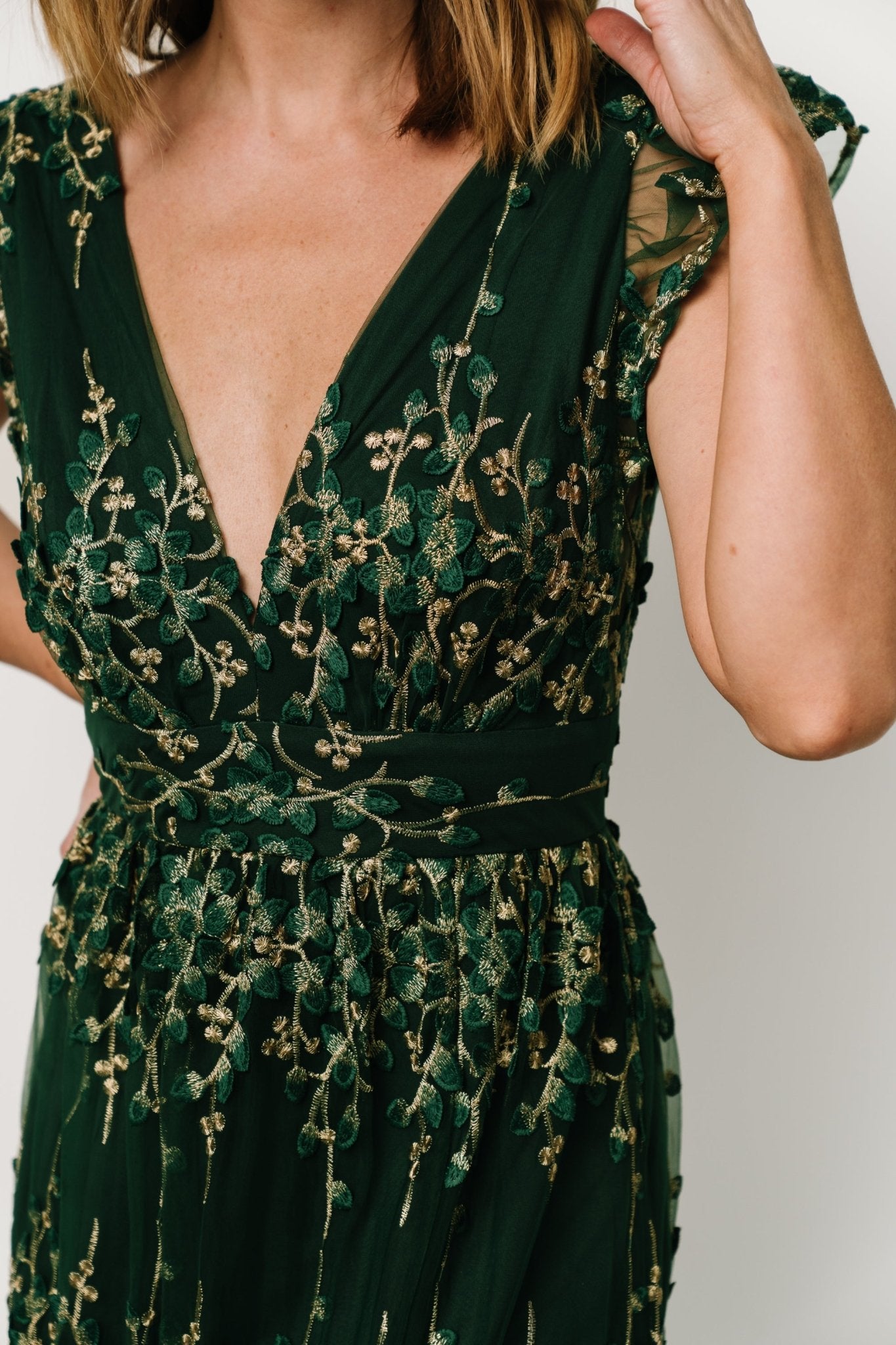 Eva Embroidered Maxi Dress | Green + Gold - Baltic Born