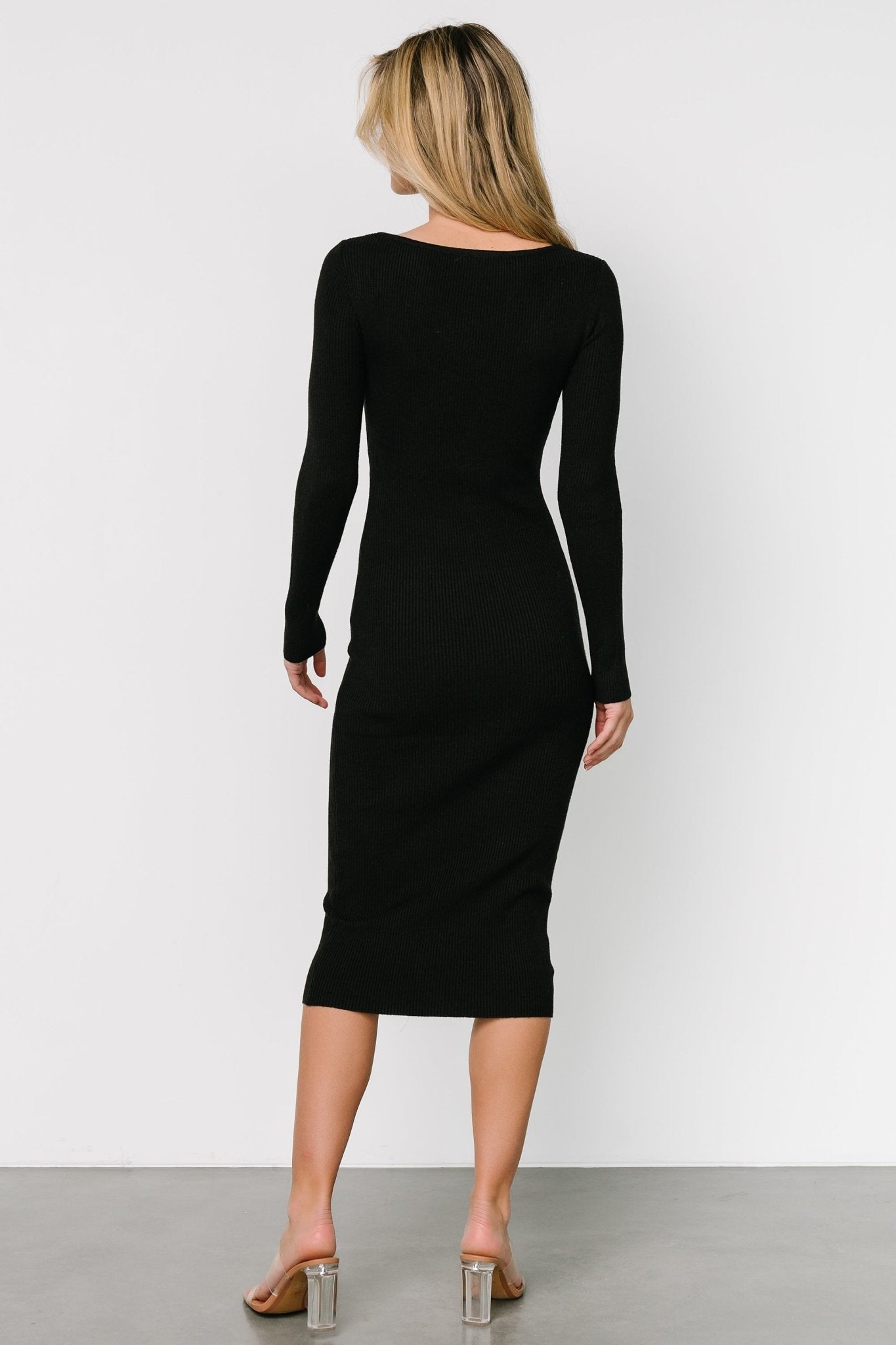 Eve Ribbed Midi Dress | Black - Baltic Born