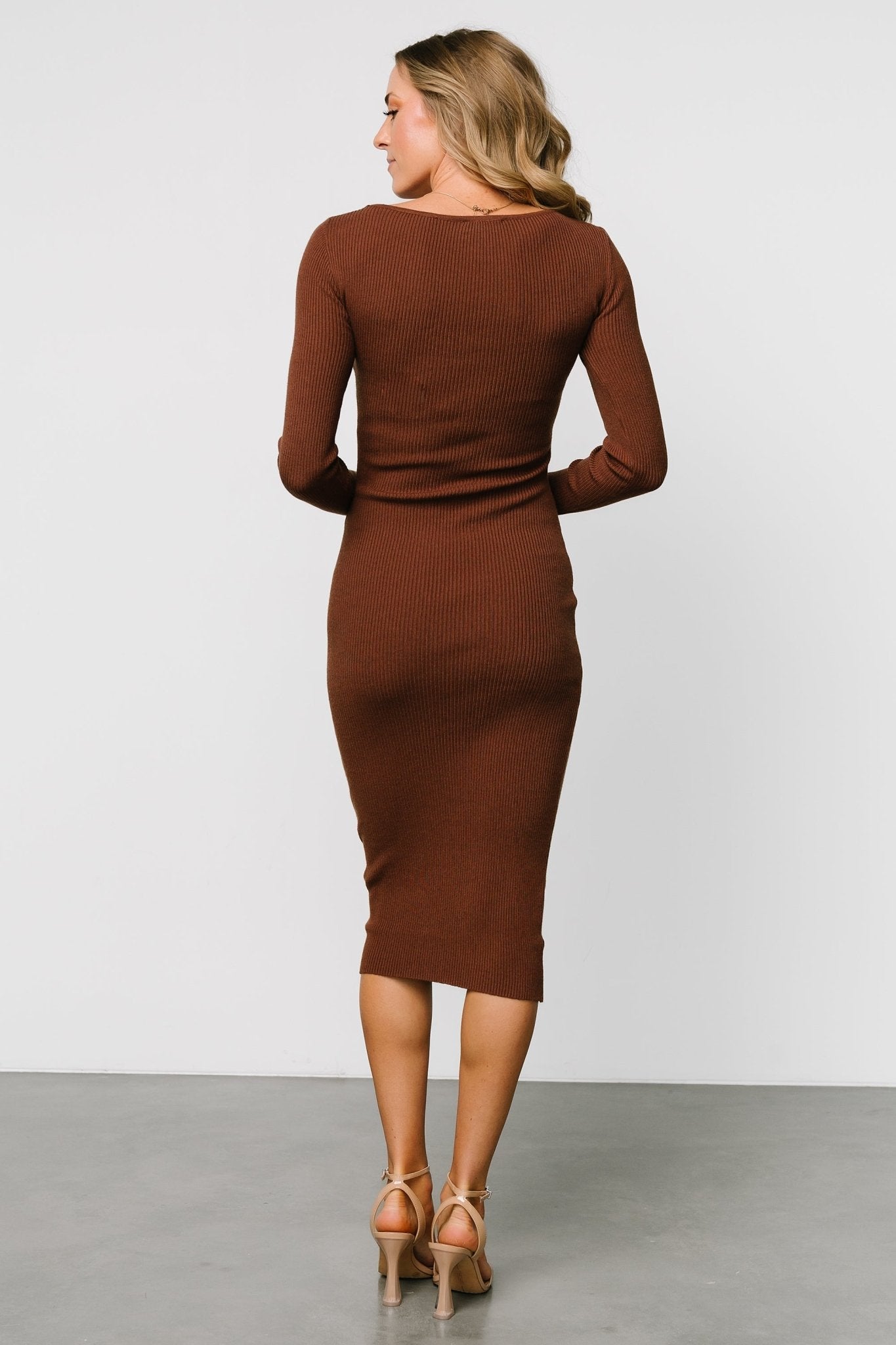 Eve Ribbed Midi Dress | Brown - Baltic Born