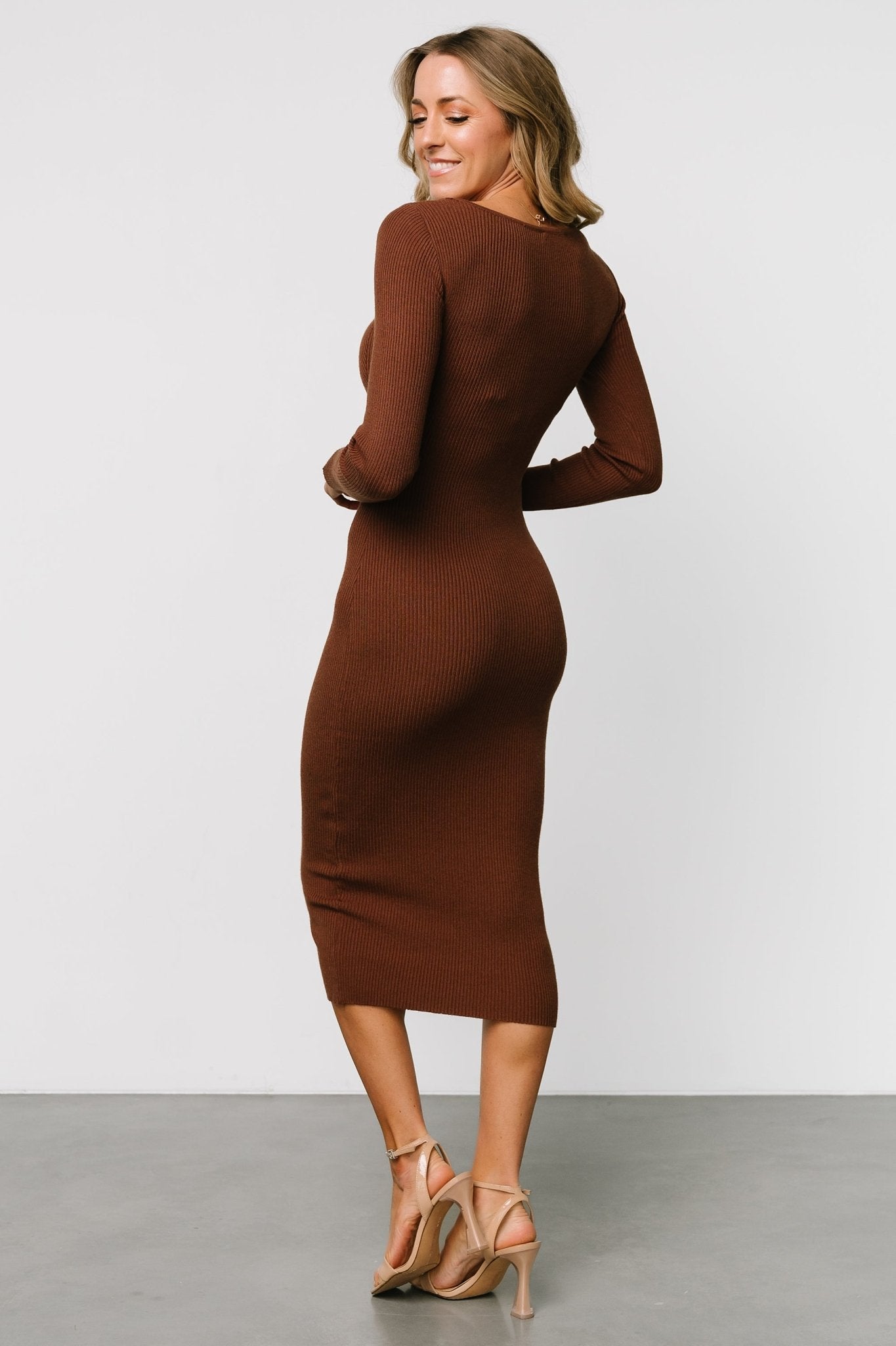 Eve Ribbed Midi Dress | Brown - Baltic Born