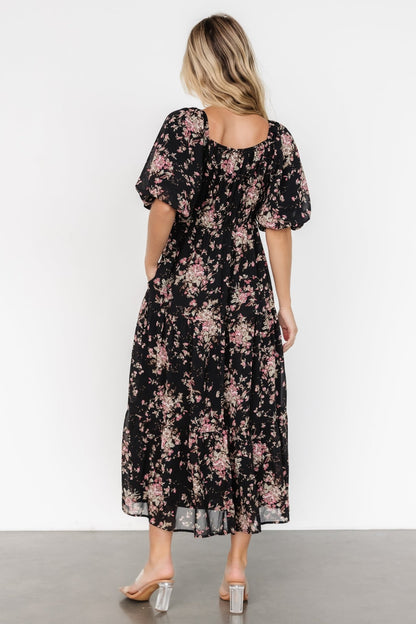 Evelette Dress | Black + Mauve Floral - Baltic Born