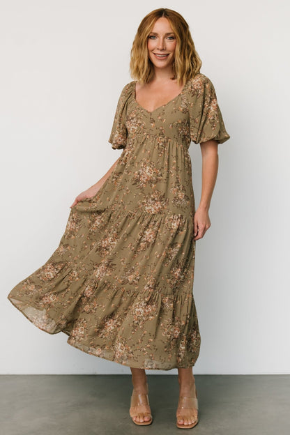 Evelette Dress | Olive Floral - Baltic Born