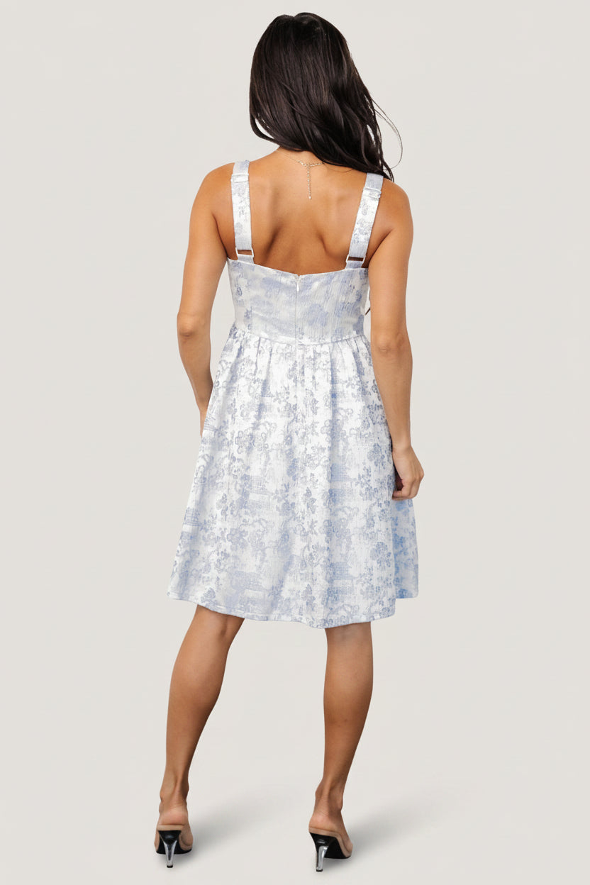 Eveline Short Dress | Light Blue + Pearl