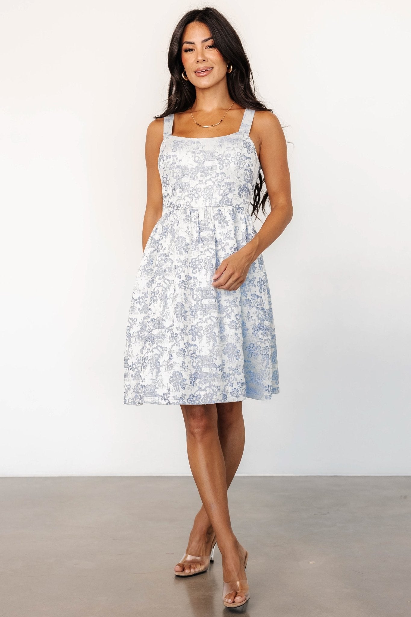 Eveline Short Dress | Light Blue + Pearl - Baltic Born