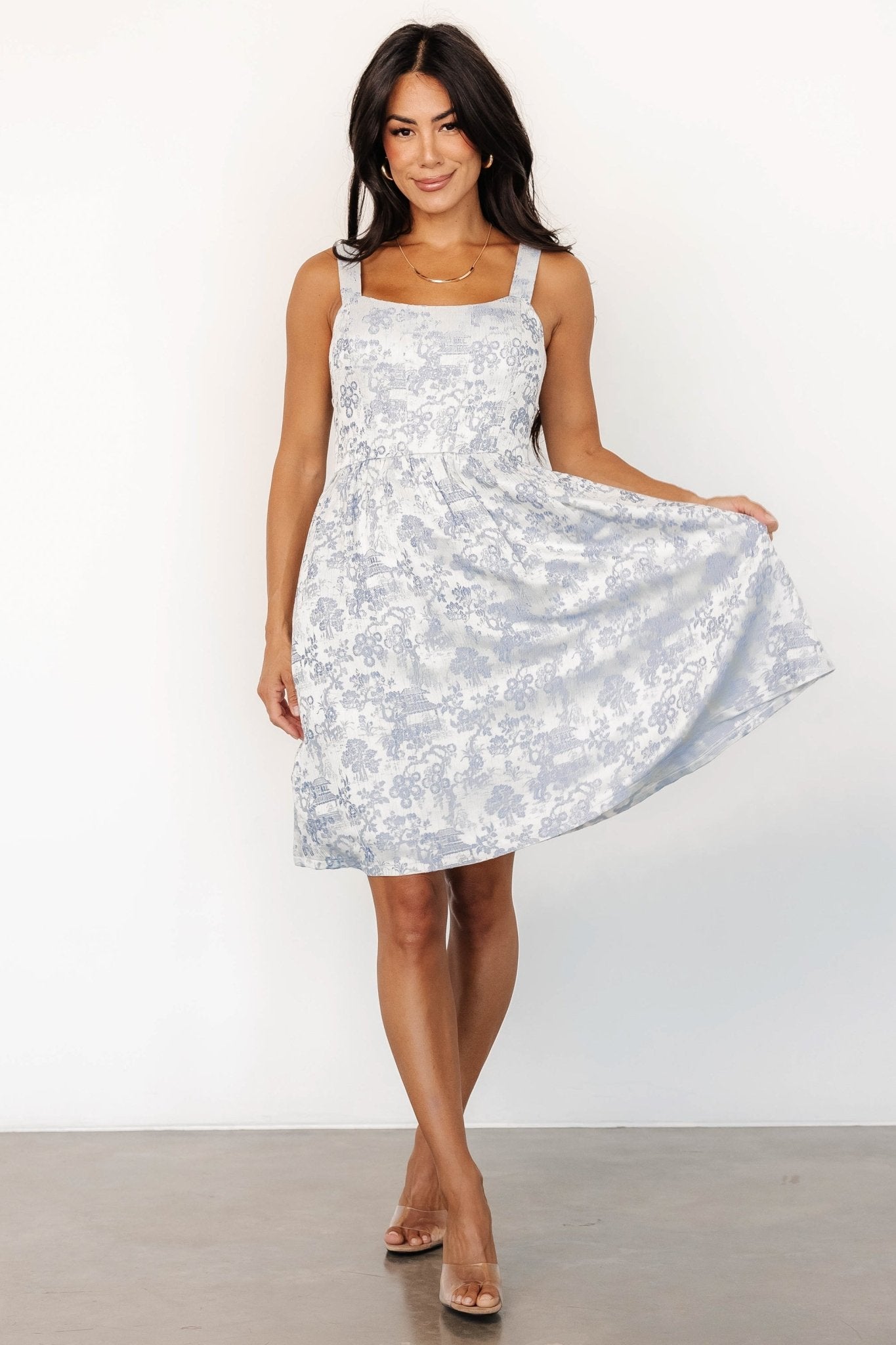 Eveline Short Dress | Light Blue + Pearl - Baltic Born