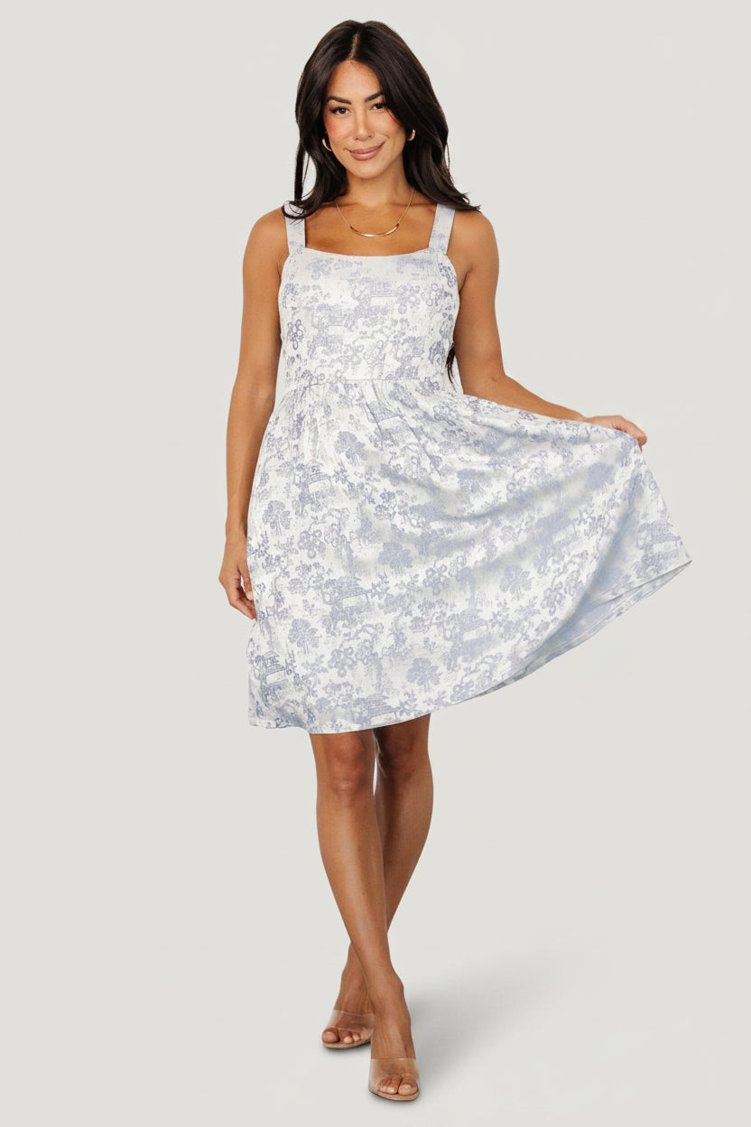 Eveline Short Dress | Light Blue + Pearl