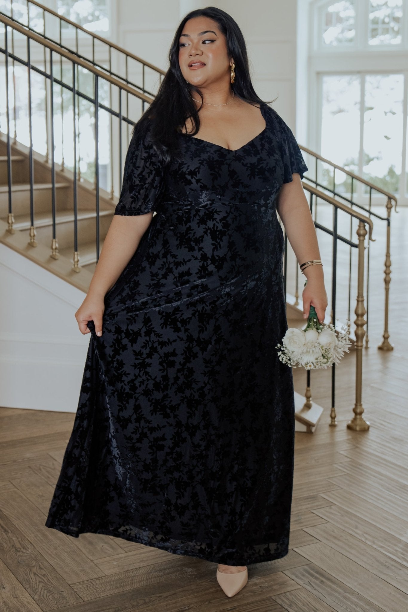 Everley Velvet Maxi Dress | Black