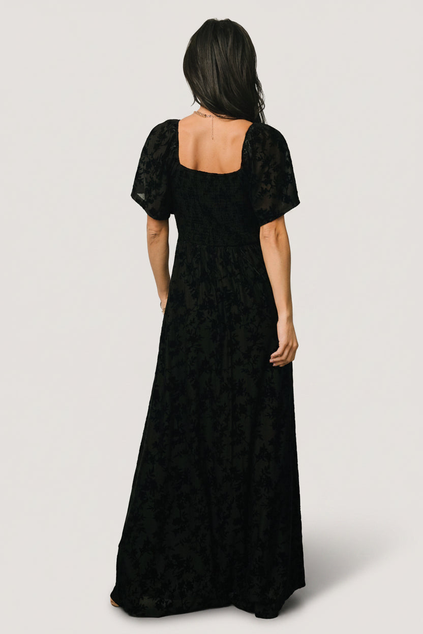 Everley Velvet Maxi Dress | Black