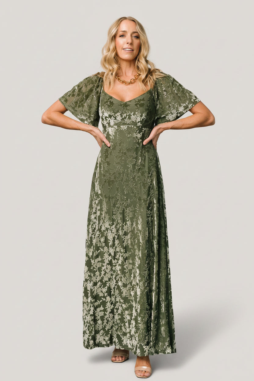 Everley Velvet Maxi Dress | Dark Sage
