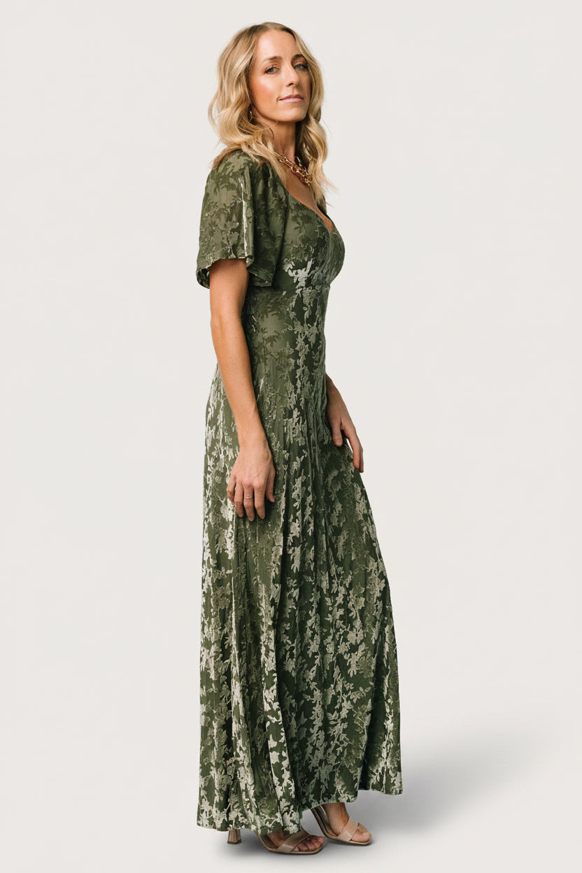 Everley Velvet Maxi Dress | Dark Sage