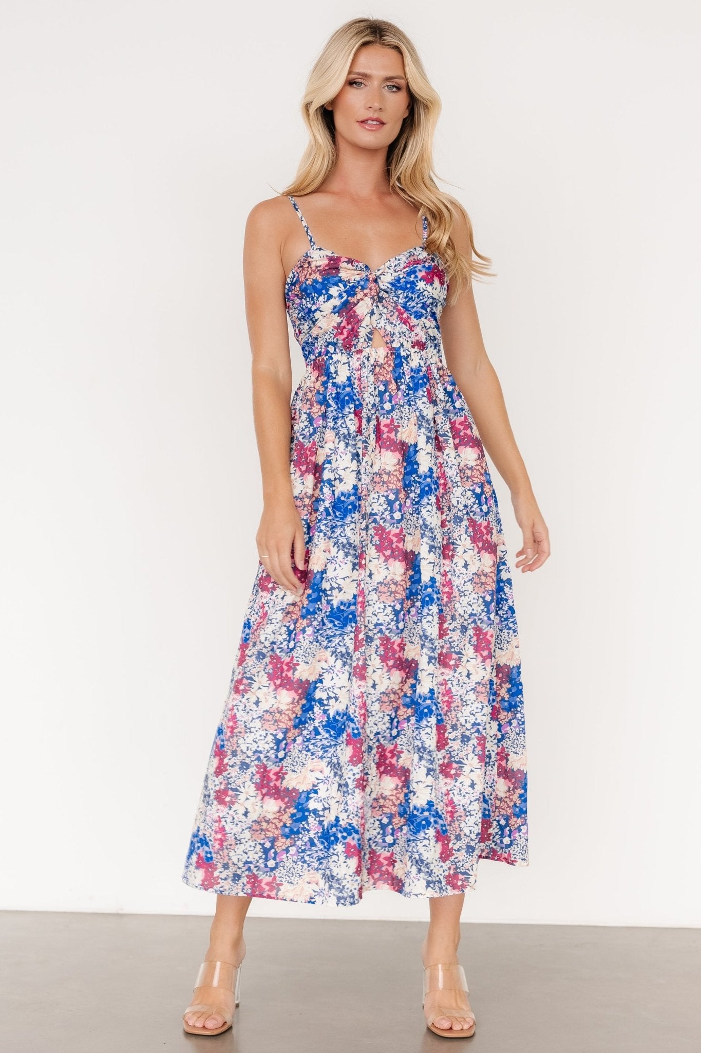 Evette Sweetheart Tank Dress | Blue Multi - Baltic Born