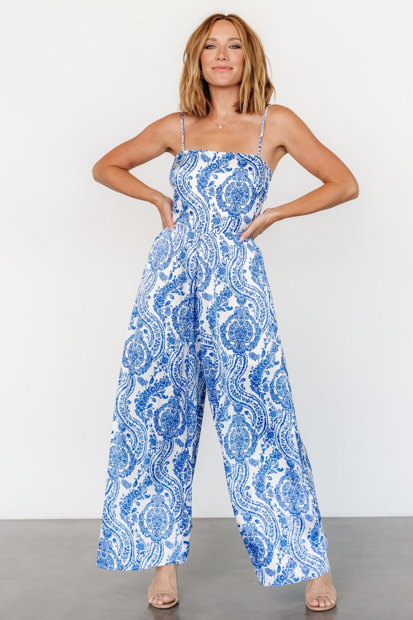 Evia Jumpsuit | Blue + White Print - Baltic Born