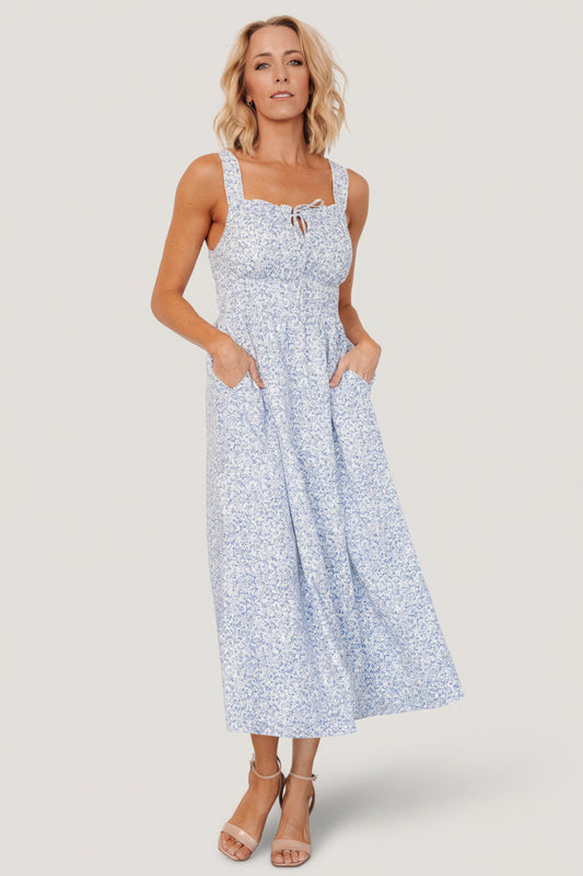 Evonne Midi Dress | Blue Floral