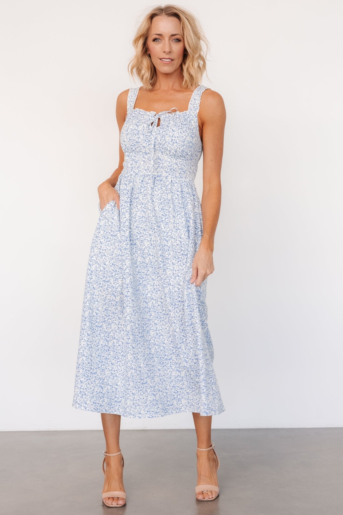 Evonne Midi Dress | Blue Floral - Baltic Born