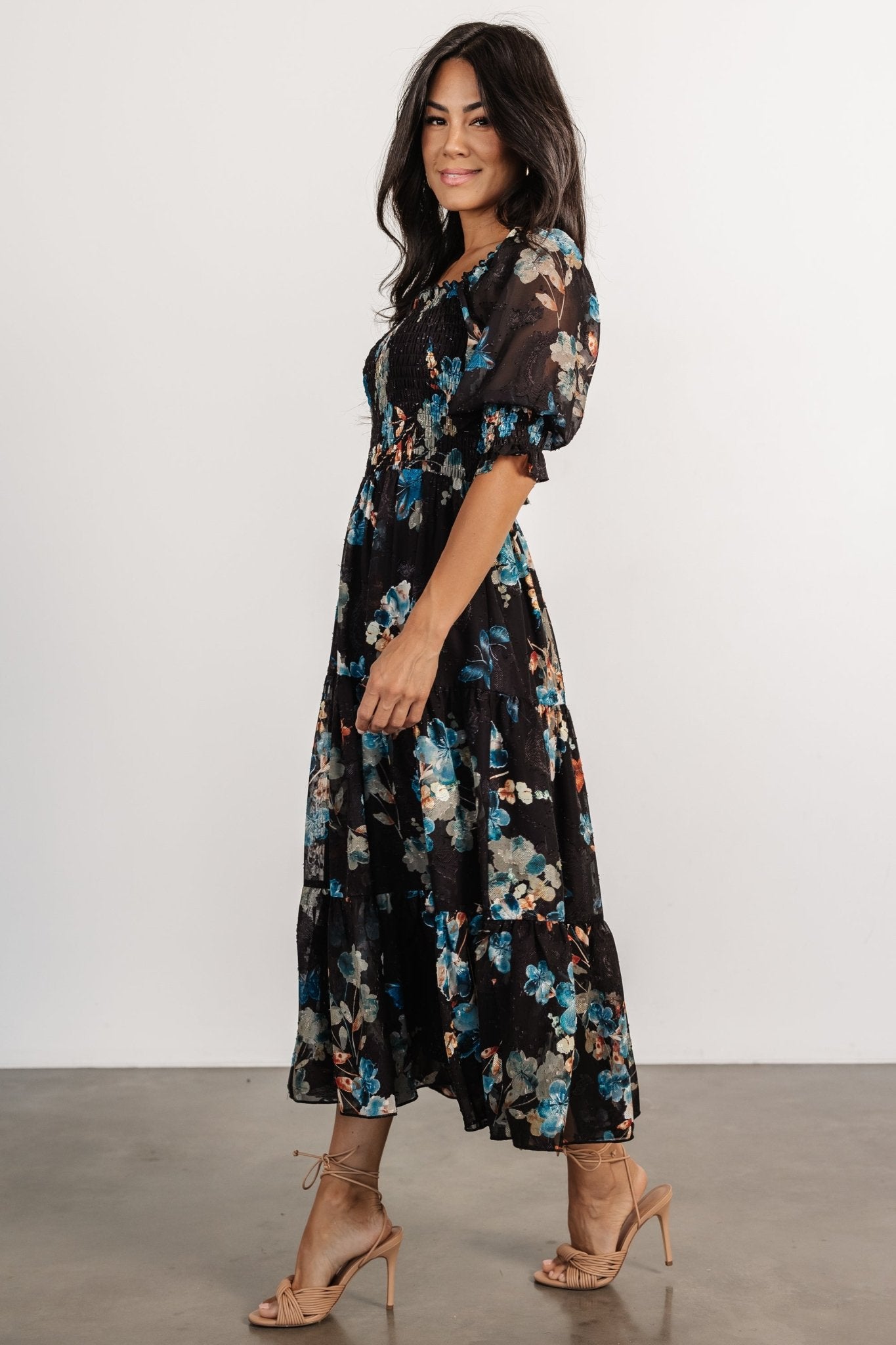 Fabian Jacquard Midi Dress | Black + Blue Multi - Baltic Born