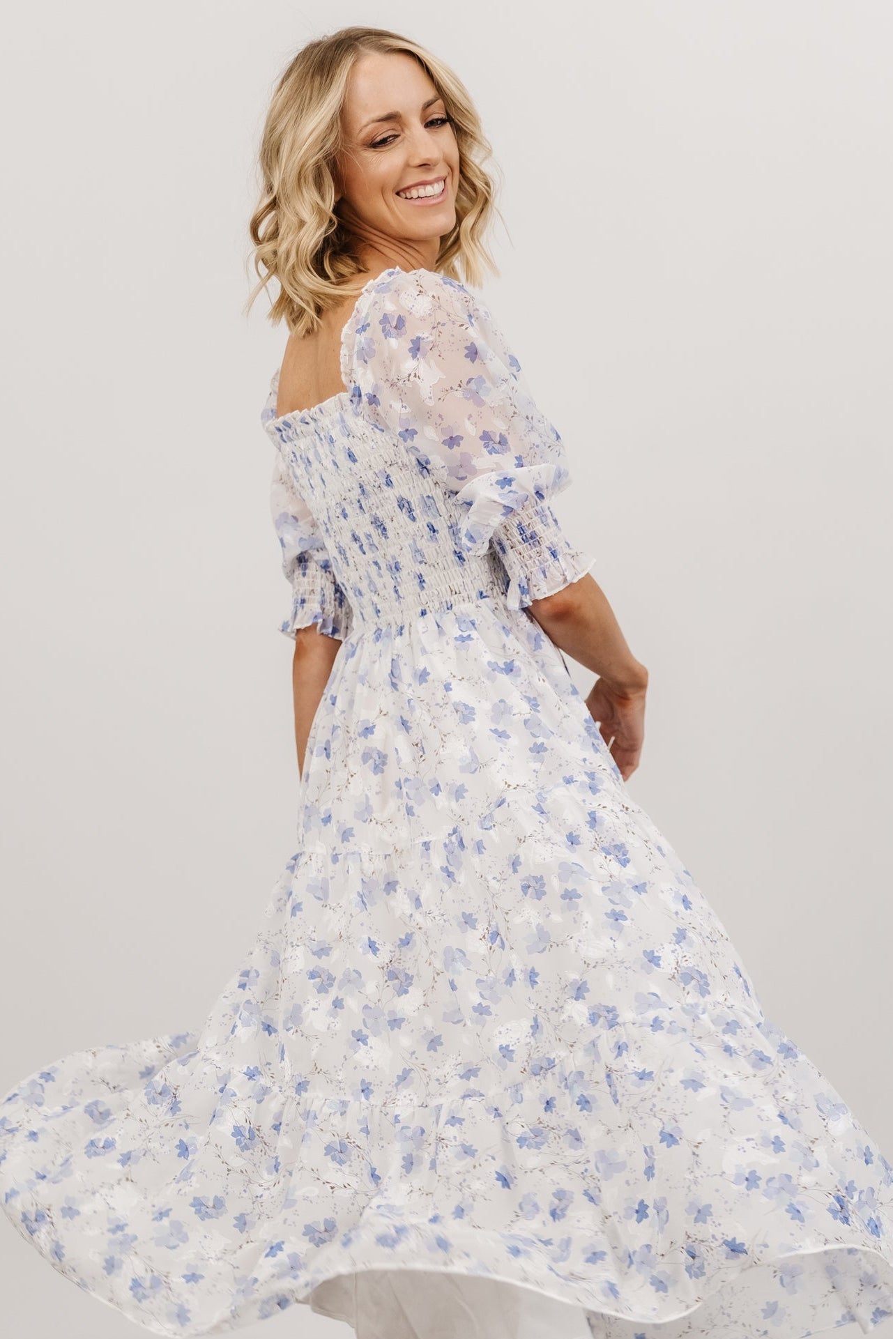 Fabian Jacquard Midi Dress | Blue Floral