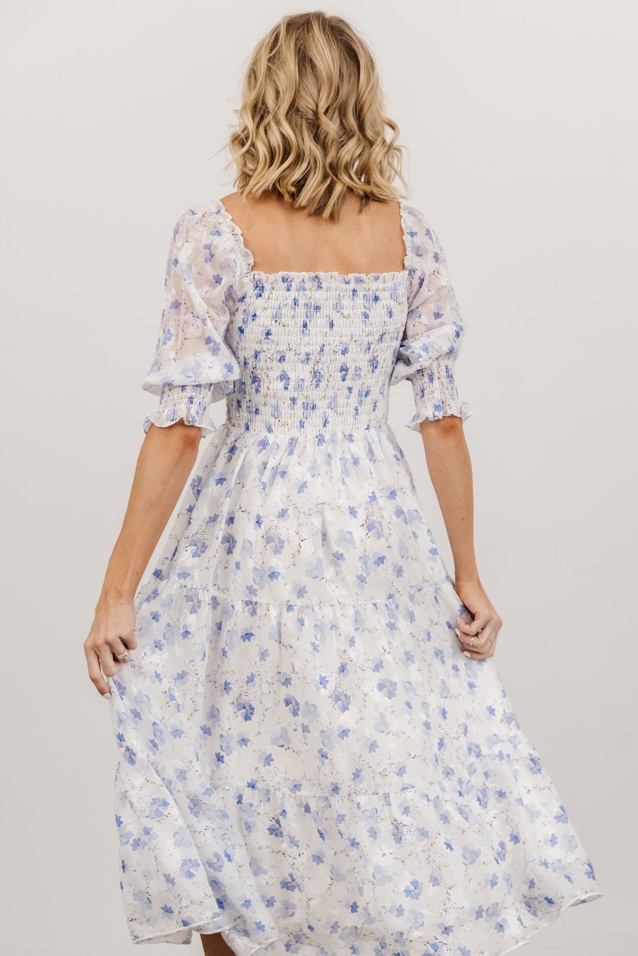 Fabian Jacquard Midi Dress | Blue Floral