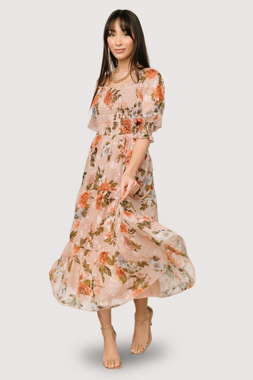 Fabian Jacquard Midi Dress | Dusty Mauve Multi