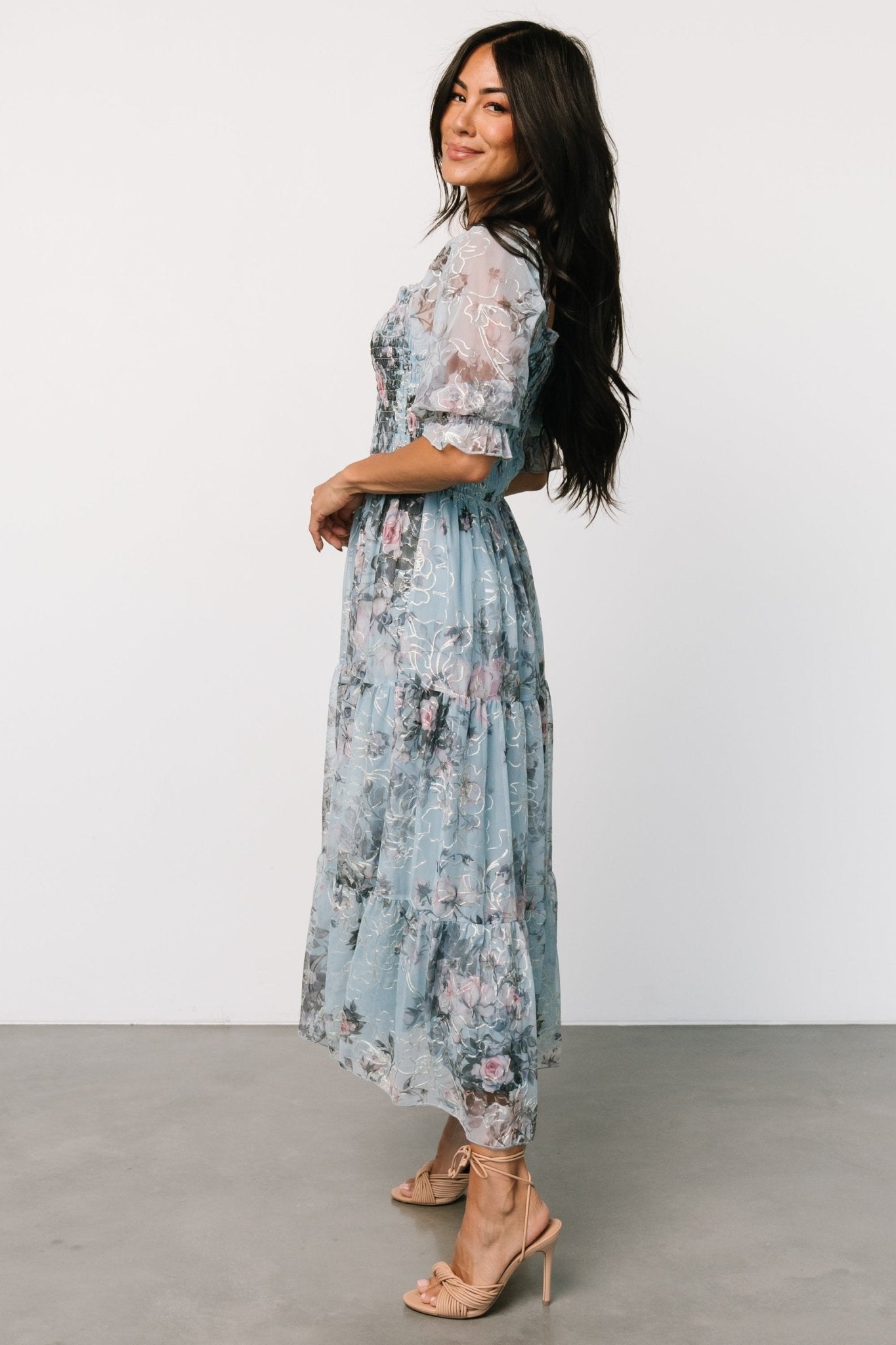 Fabian Jacquard Midi Dress | Light Blue Multi - Baltic Born