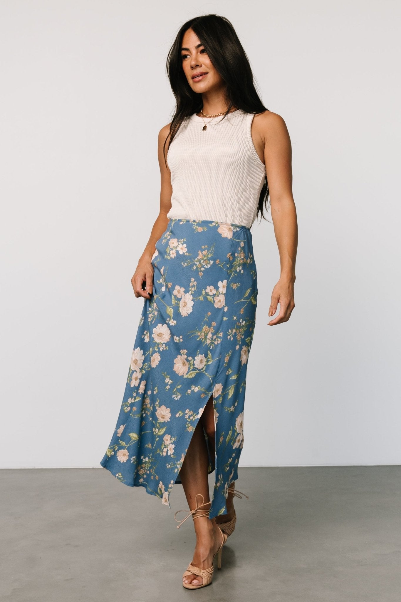 Fairchild Skirt | Dusty Blue Floral - Baltic Born