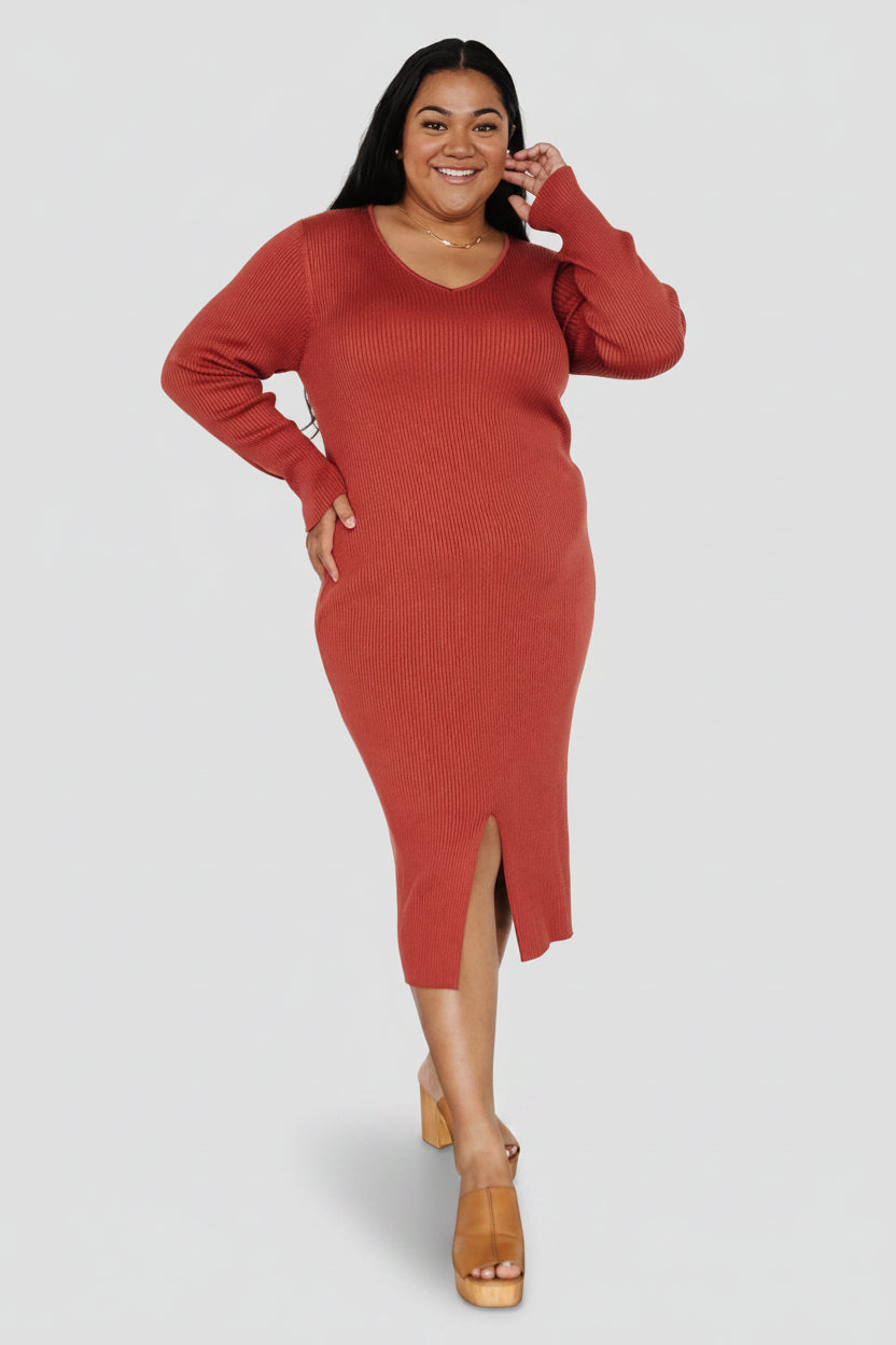 Fairmount Ribbed Midi Dress | Clay