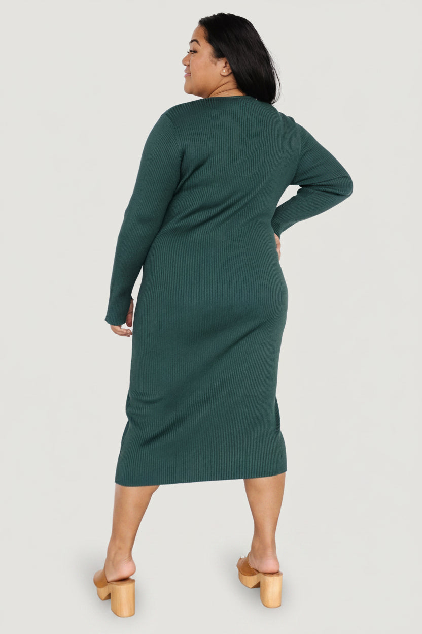 Fairmount Ribbed Midi Dress | Green