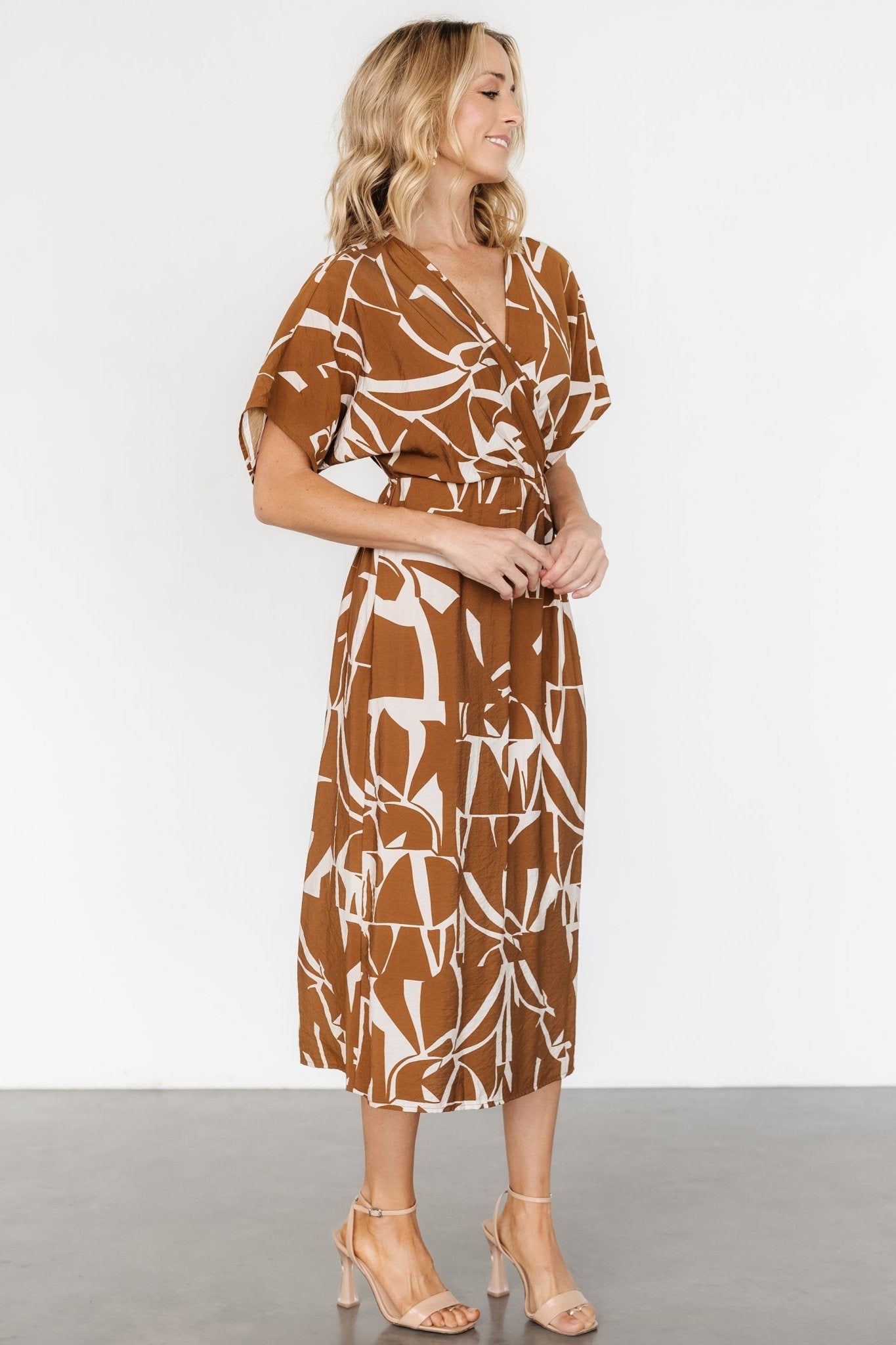 Fantino Faux Wrap Dress | Brown Print - Baltic Born