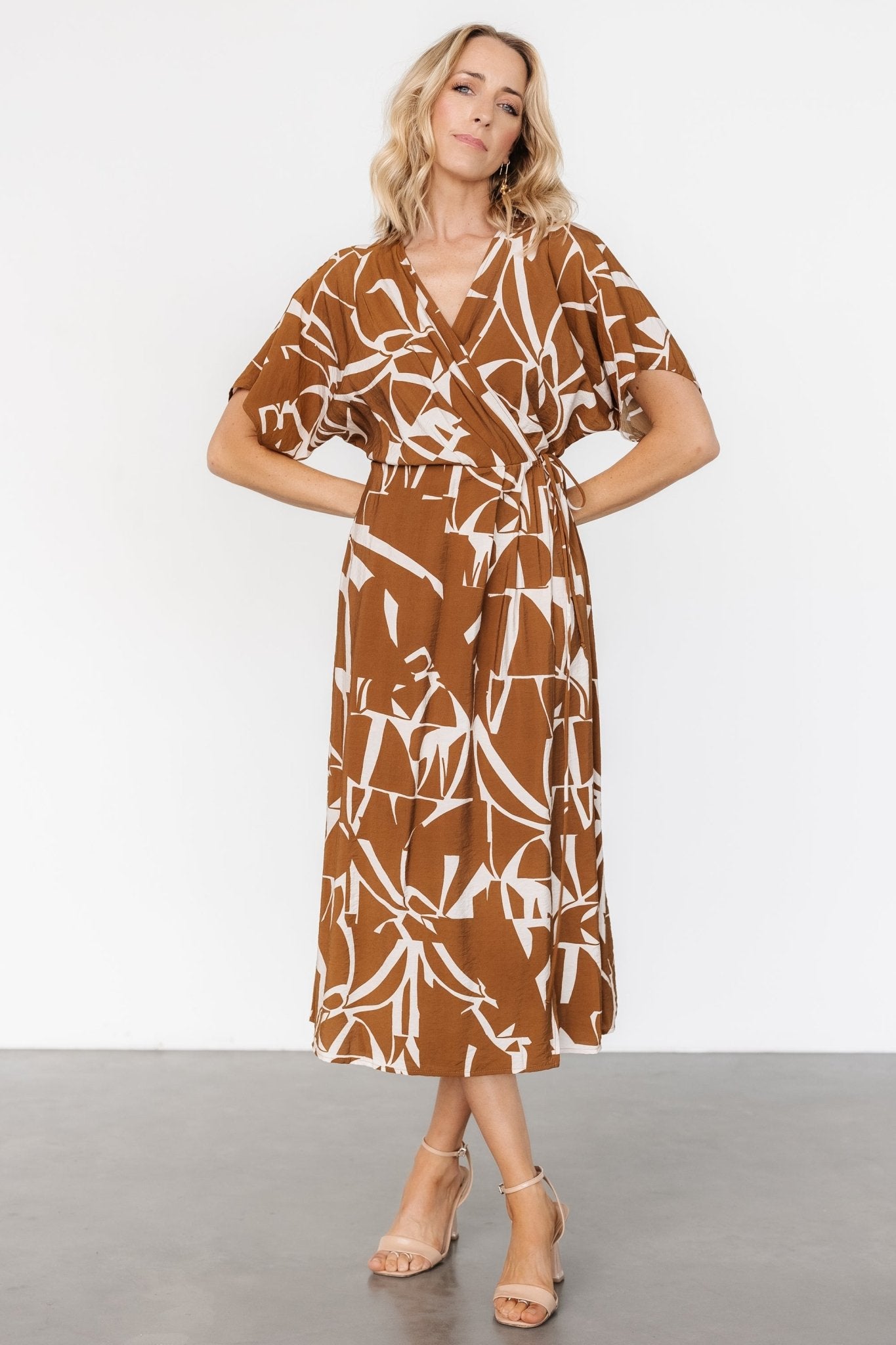 Fantino Faux Wrap Dress | Brown Print - Baltic Born