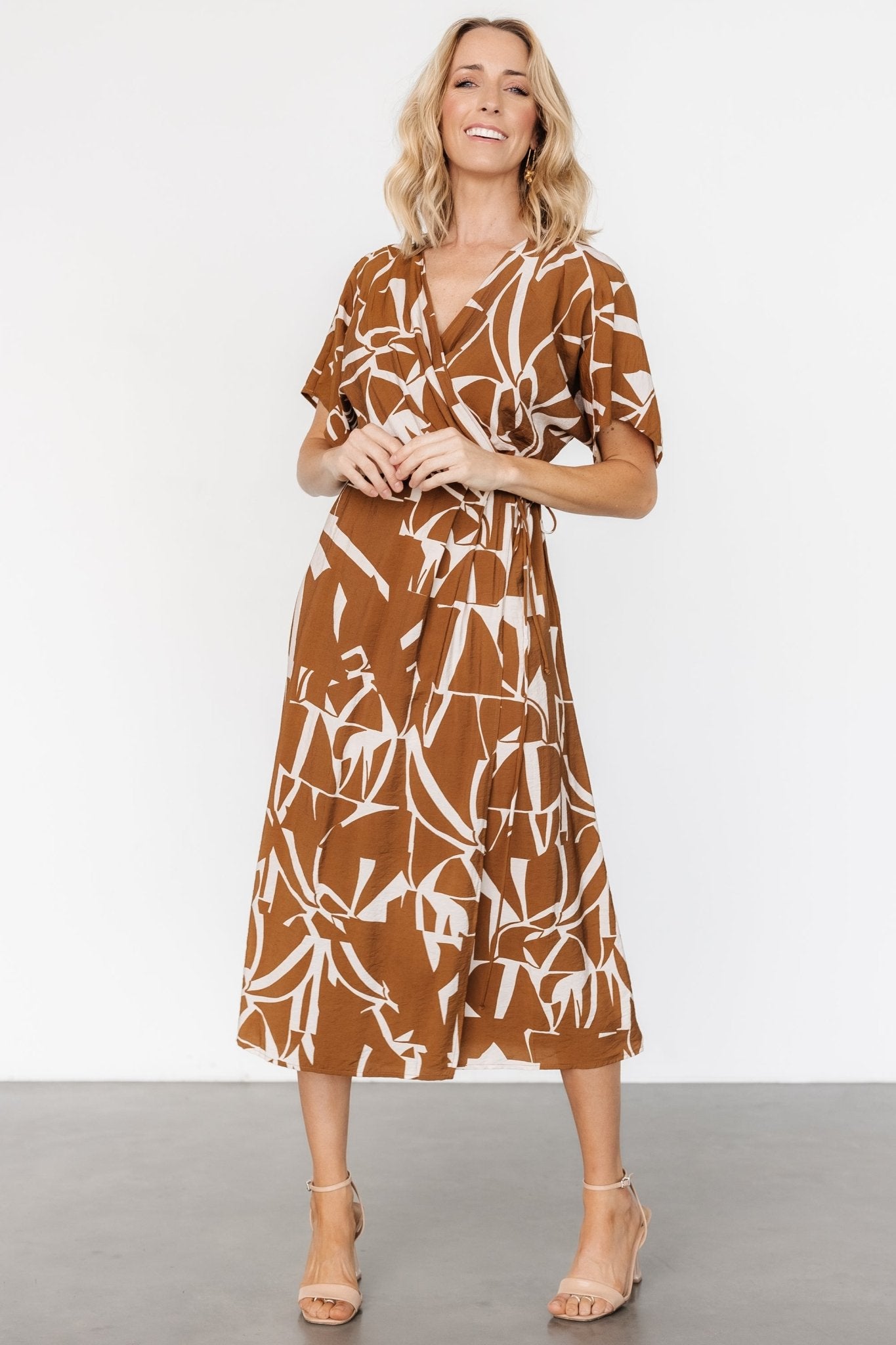 Fantino Faux Wrap Dress | Brown Print - Baltic Born