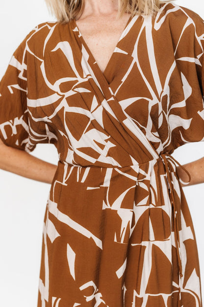 Fantino Faux Wrap Dress | Brown Print - Baltic Born