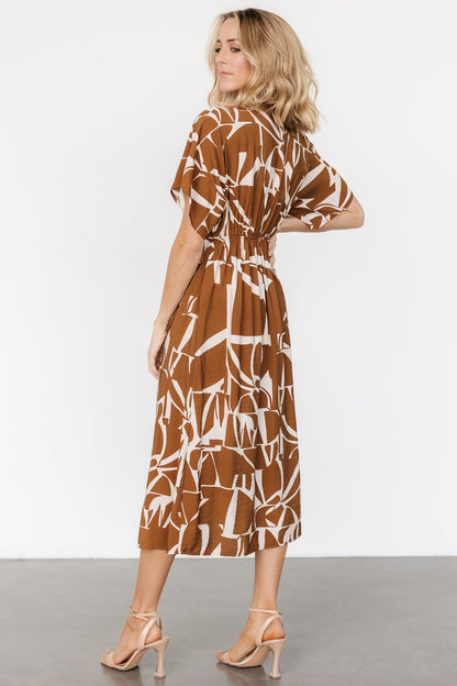 Fantino Faux Wrap Dress | Brown Print - Baltic Born