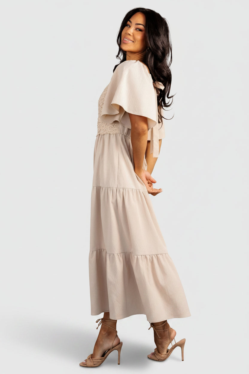 knee length dresses for ladies Baltic Born Womens Fauna Lace Top Dress | Natural